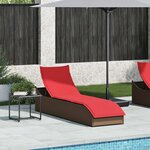 vidaXL Chaise longue pliante coussin rangement marron résine tressée