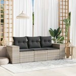 vidaXL Salon de jardin avec coussins 3 Pièces gris clair résine tressée