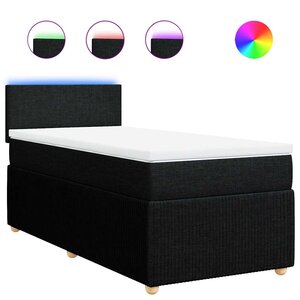 vidaXL Sommier à lattes de lit avec matelas Noir 90x200 cm Tissu