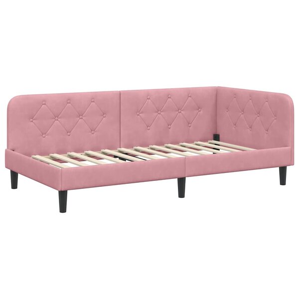 vidaXL Cadre de lit d'angle Rose 90 x 190 cm Velours