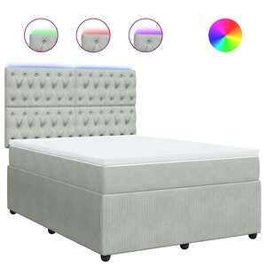 vidaXL Sommier à lattes de lit et matelas Gris clair 140x200cm Velours