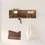 vidaXL Porte-manteau mural avec étagère Chêne fumé 60 x 10.5 x 18 cm