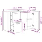 vidaXL chêne artisanal 100 x 33 x 59 5 cm Bois d'ingénierie