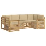 vidaXL Ensemble de canapés d'extérieur 5 Pièces Blanc et Beige