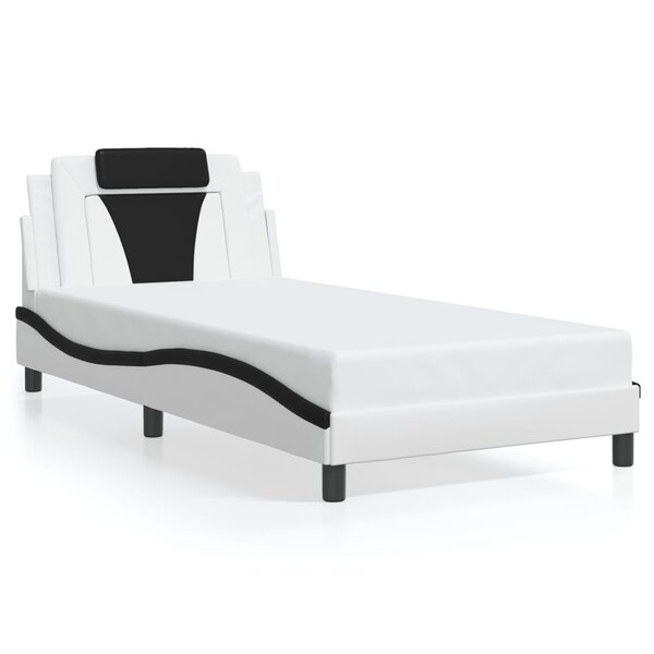 vidaXL Cadre de lit sans matelas blanc et noir 100x200 cm similicuir