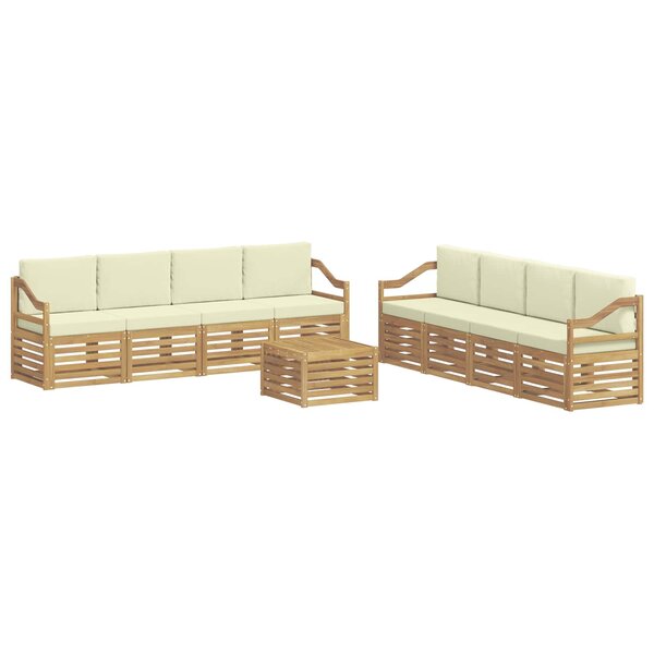 vidaXL Ensemble de canapés d'extérieur 9 pc Blanc et crème Polyester