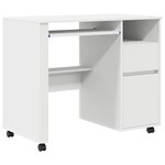 vidaXL Bureau blanc avec tiroirs Blanc MDF  Panneau de particules Standard
