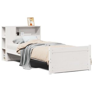 vidaXL Lit bibliothèque sans matelas blanc 90x190cm bois de pin massif