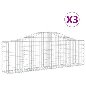 vidaXL Paniers à gabions arqués 3 Pièces 200x30x60/80 cm Fer galvanisé