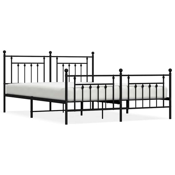 vidaXL Cadre de lit métal sans matelas avec pied de lit noir 160x200cm