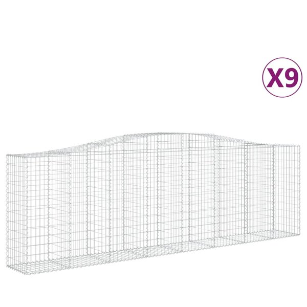 vidaXL Paniers à gabions arqués 9 Pièces 400x50x120/140 cm Fer galvanisé