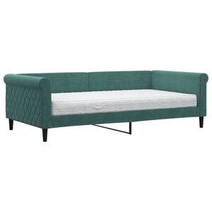 vidaXL Lit de jour avec matelas vert foncé 100x200 cm velours