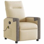 vidaXL Fauteuil de massage inclinable Crème Tissu