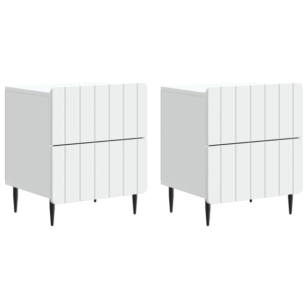 vidaXL Cabinet de chevet avec tiroir 2 Pièces Blanc 43 x 34 5 x 49 5 cm