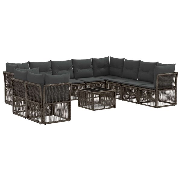 vidaXL Ensemble de canapé de jardin 11 Pièces Gris polyrotin