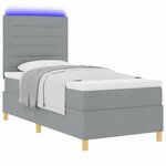 vidaXL Lit à ressort LED avec matelas Gris clair 90 x 190 cm tissu