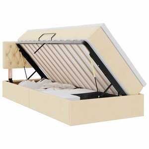 vidaXL Lit de rangement LED avec matelas Crème 90 x 190 cm Tissu