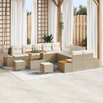 vidaXL Ensemble de canapé de jardin avec coussin 13 Pièces Beige et crème