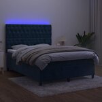 vidaXL Sommier à lattes de lit matelas et LED Bleu foncé 140x190 cm