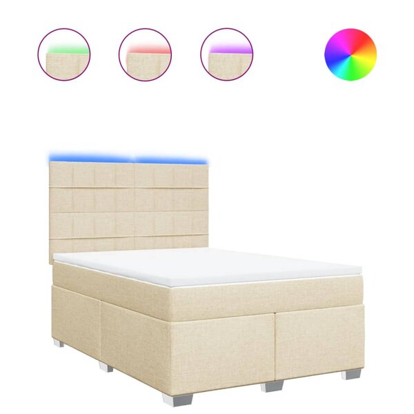 vidaXL Sommier à lattes de lit avec matelas Crème 140x190 cm Tissu