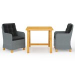 vidaXL Ensemble à manger de jardin 3 Pièces Gris clair