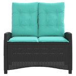 vidaXL Banc inclinable de jardin avec coussins noir résine tressée