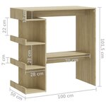 vidaXL Table de bar étagère de rangement Chêne sonoma Bois ingénierie