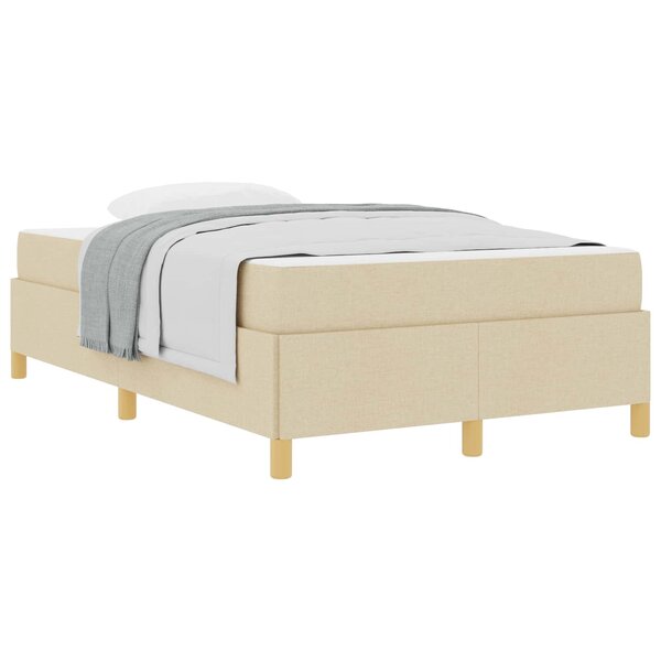 vidaXL Cadre de lit avec matelas Crème 120 x 200 cm tissu