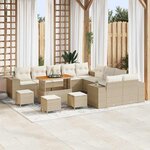 vidaXL Ensemble de canapé de jardin avec coussin 14 Pièces Beige  Crème