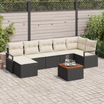 vidaXL Ensemble de Canapé de Jardin de 8 Pièces avec Coussins Noir Rattan Poly Acacia