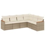 vidaXL Salon de jardin avec coussins 6 Pièces beige résine tressée