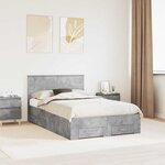 vidaXL Cadre de lit Gris béton 120 x 200 cm Bois d'ingénierie