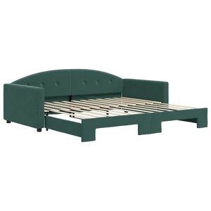 vidaXL Lit de jour avec gigogne sans matelas vert foncé 100x200 cm