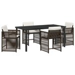 vidaXL Ensemble de salle à manger de jardin 5 pièces avec coussins Marron Poly Rattan