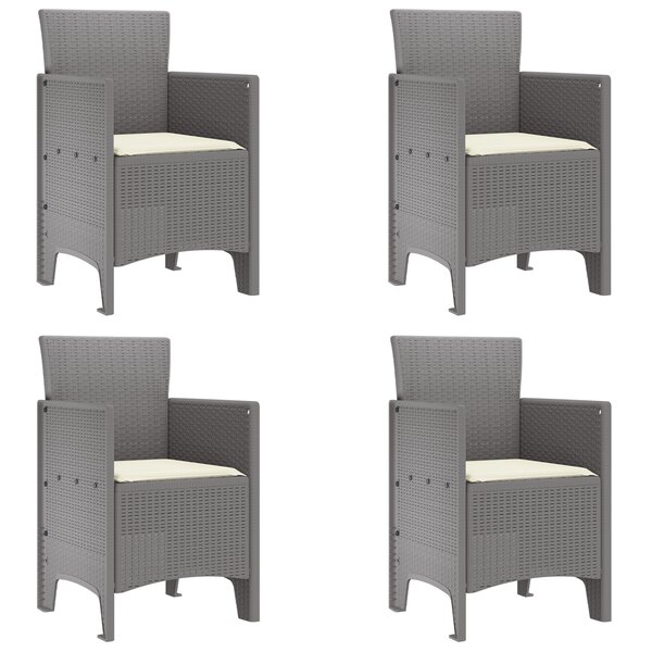 vidaXL Set de 4 chaises de jardin avec coussins gris clair poly rattan