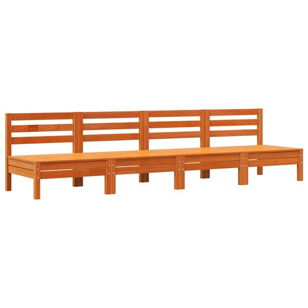 vidaXL Canapés de jardin sans accoudoirs 4 Pièces cire marron bois massif