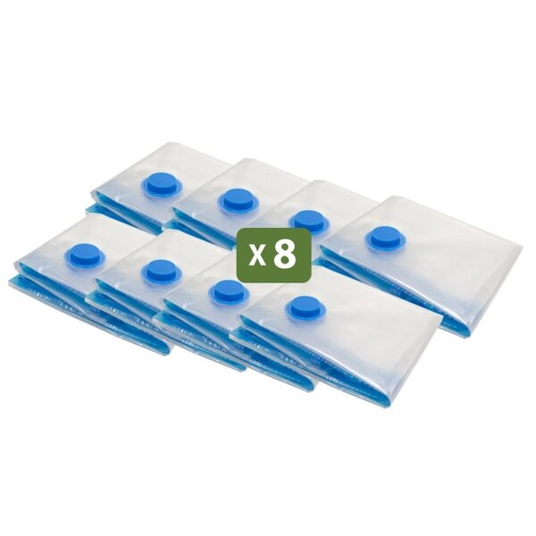Pack and Move - Lot 8 Housses Rangement Sous Vide - Taille M 60 x 80 cm - Sac de Compression - Manteaux  Habils Ski - Moyen Format - Fermeture Zip