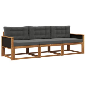 vidaXL Ensemble de canapés d'extérieur 3 Pièces Naturel et Anthracite