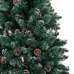 vidaXL Sapin de Noël mince bois véritable et neige blanche vert 210 cm