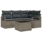 vidaXL Ensemble de canapé de jardin 5 Pièces Gris Poly rotin