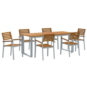 vidaXL Ensemble de salle à manger pour jardin 7 Pièces Gris et marron