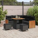 vidaXL Ensemble de canapé de jardin avec coussin 8 Pièces Noir