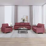 vidaXL Ensemble de canapés 3 Pièces avec coussins Rouge bordeaux Tissu