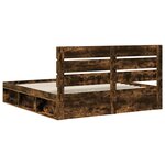 vidaXL Cadre de lit Chêne fumé 180 x 200 cm Bois de pin massif