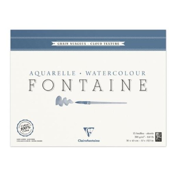 Bloc Fontaine 15F nuageux 30x40 300g encollé 4 côtés CLAIREFONTAINE