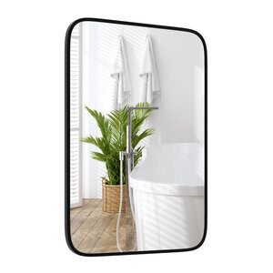 Miroir de salle de bain rectangulaire 70 x 50 cm incassable avec cadre aluminium moderne en noir 20_0012851