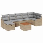 vidaXL Ensemble de canapé de jardin 8 Pièces Beige Poly rotin