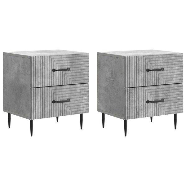 vidaXL Cabinet de chevet 2 Pièces Gris béton 43 x 34 5 x 47 5 cm