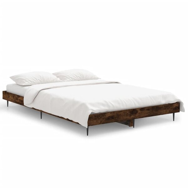 vidaXL Cadre de lit sans matelas chêne fumé 120x190 cm bois ingénierie