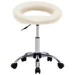 Chaise fauteuil siège de travail roulante similicuir crème 02_0024076